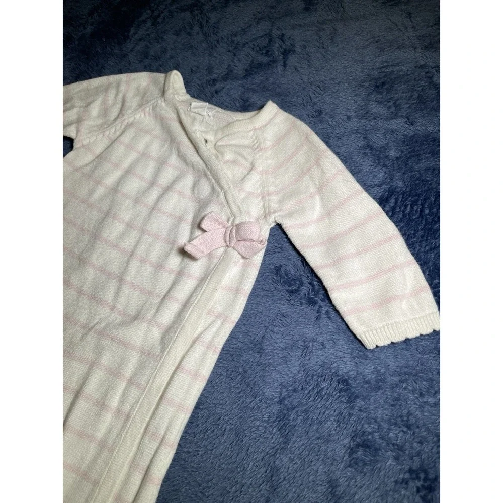 Mud Pie‎ Pink Stripe Bow Converter Coverall Romper Outfit Long Sleeve 3-6 months